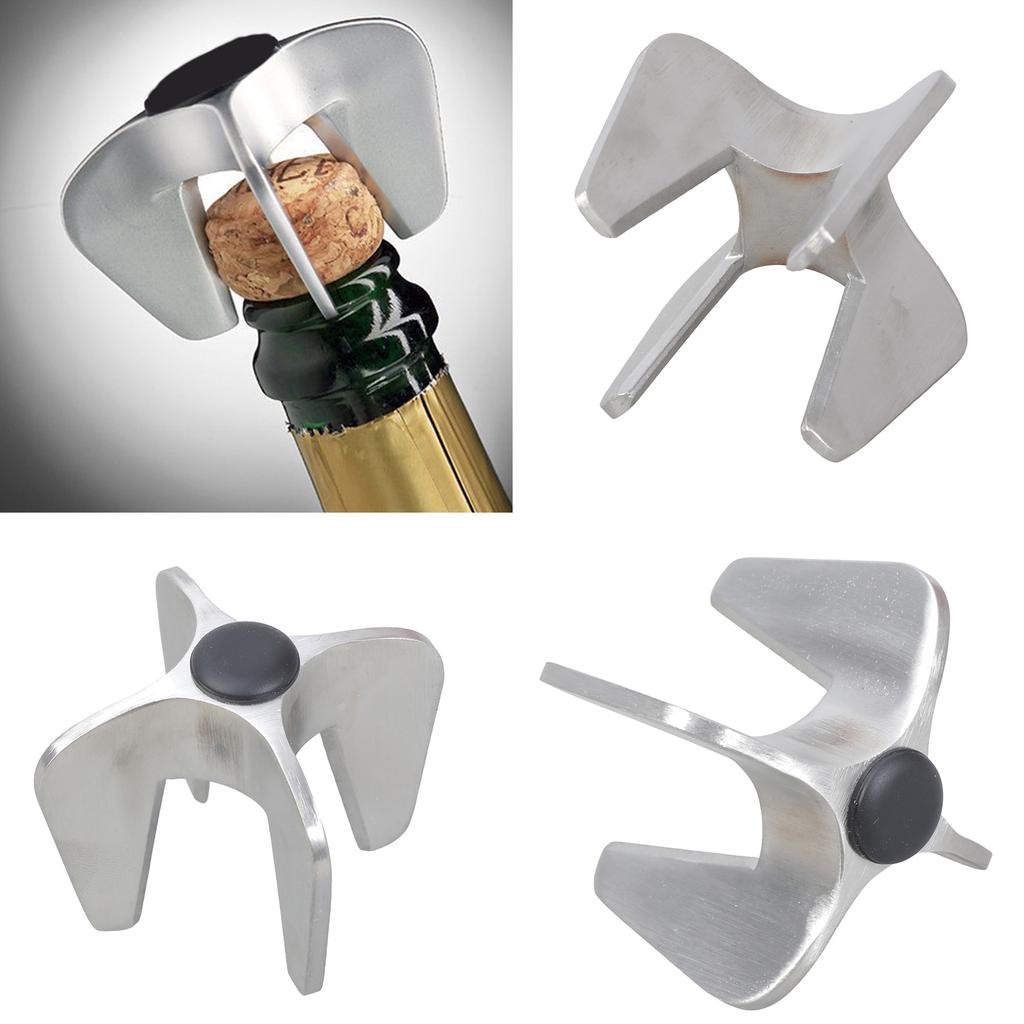 Heavy Duty Polished Steel Champagne Opener Built In Corkscrew Champagne Cork Remover for Effortless Bottle Opening