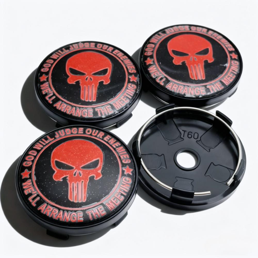 4pcs Skull Logo Emblem Car Wheel Center Caps 60MM 56MM Wheels Hub Cap Skulls Heads Badge Rim Hubcaps Dust Cover Car Accessories