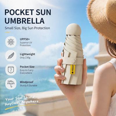 UPF50+ Compact Portable Capsule Umbrella Double Layer Blackout Sun Protection UV Blocking Sunshade