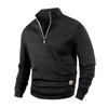 Felpa con Mezza Zip da Uomo in Pile Dolcevita Pullover con Etichetta in Pelle Maglioni alla Moda Uomo Outdoor Collo Alto Manica Lunga