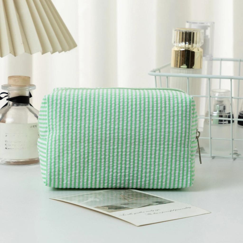Striped Makeup Bags for Women Pink Purple Cosmetic Organizer Zipper Pouch Travel Storage Bag