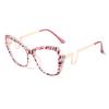 New Striped Color Blocking Anti Blue Light Glasses Butterfly Glasses Metal Frame Curved and Fashionable Eyes and Legs