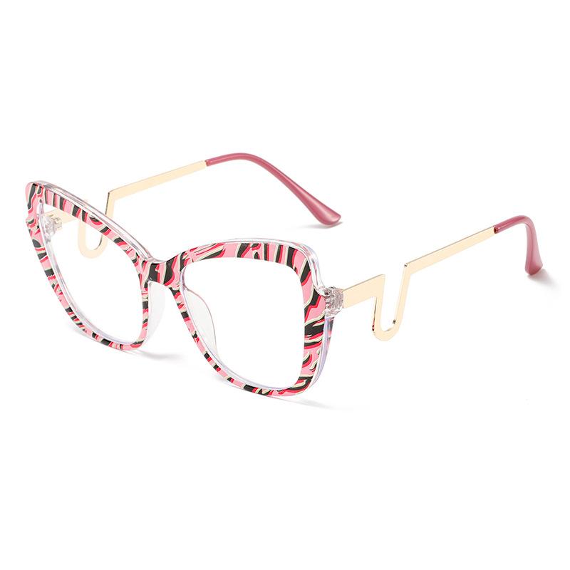 New Striped Color Blocking Anti Blue Light Glasses Butterfly Glasses Metal Frame Curved and Fashionable Eyes and Legs