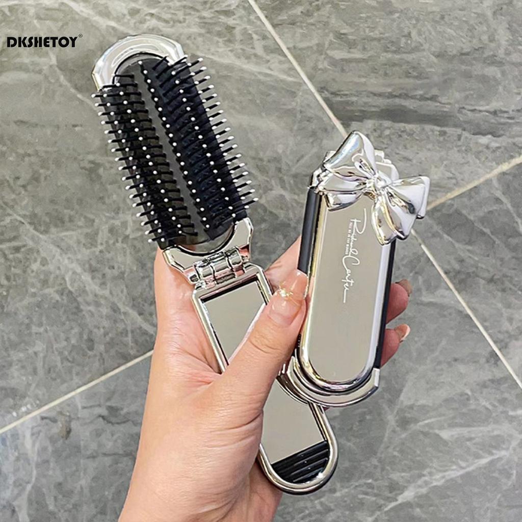 Opvouwbare Mini Haar Kammen met Spiegel Voor Reizen haar styling tools Cartoon Haarborstel Hoofd Massage Anti-Statische Borstels spiegels