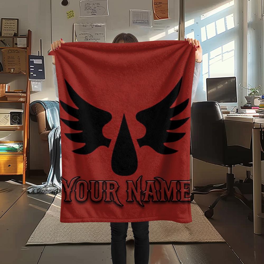 1PC Custom Name Blood Angels Patterned Flannel Blanket Suitable For All Seasons for Home Decor Warmth and Comfort Gifts Holiday Present
