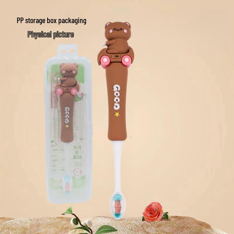 Children's Cartoon Dinosaur Toothbrush, Ages 3-12, with Cute Non-slip Handle & Soft Bristles for Gentle Oral Care
