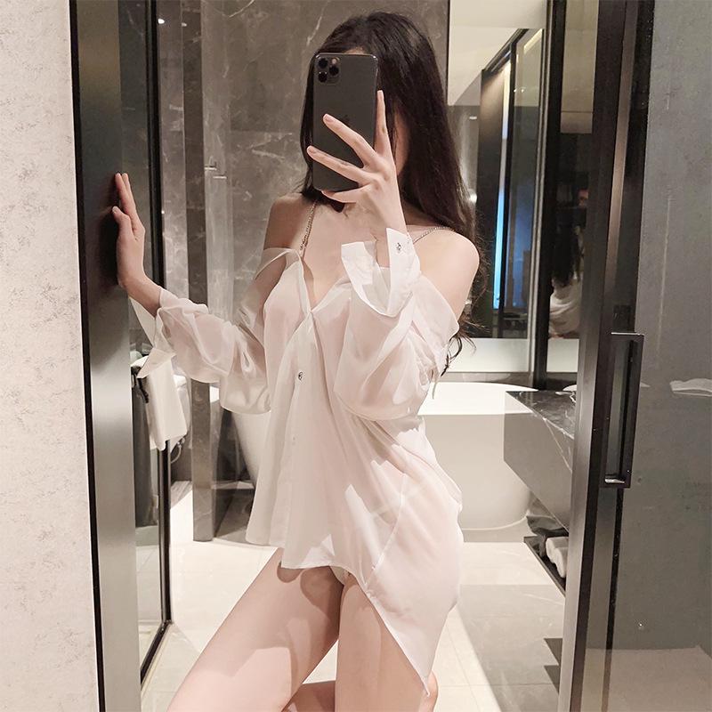 Women's Erotic Lingerie: Sexy Spring Pajama Shirt - Pure Desire Temptation
