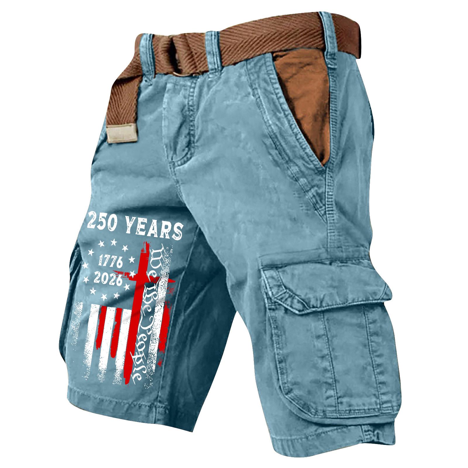 

Мужские летние повседневные шорты-карго с принтом и множеством карманов XXL