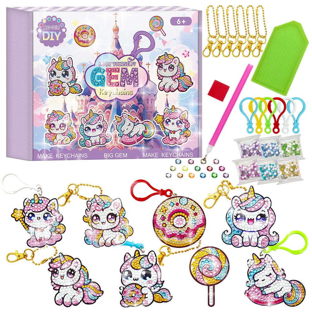 

Diamond Painting Kits Cute Cartoon Anime Make Your Own Gem Keychains DIY Paint Party Favors Toy for Birthday Gift Stocking