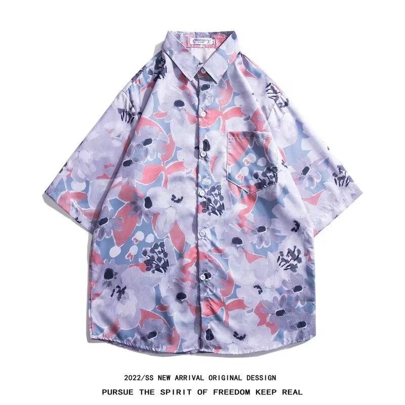 Pánská retro košile, pánský letní outfit, studentský volný střih, výklenek, neformální pánský top, svrchní oblečení, plážový top