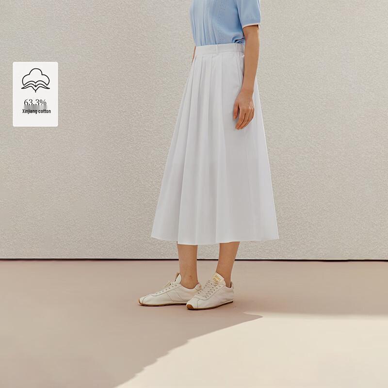 INMAN French Relaxed High-Waist Pleated A-line Skirt M