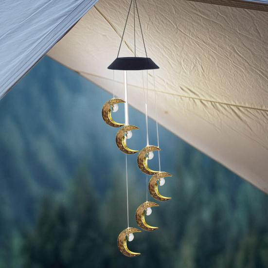 Solar Wind Chime Light, Star Sun Moon Wind Chime Solar Light, Outdoor Hanging Wind Chime, Solar Powered Garden Light for Patio Balcony Porch Terrace