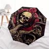 Dark Fantasy Skull & Tentacle Circular Wall ArtUmbrella, Portable 3-Fold Compact Umbrella for Men & Women Gift