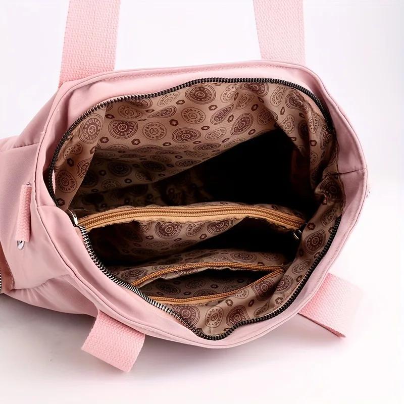 New fashionable women's bag, large capacity versatile solid color handbag, zipper closure, simple casual canvas crossbody bags