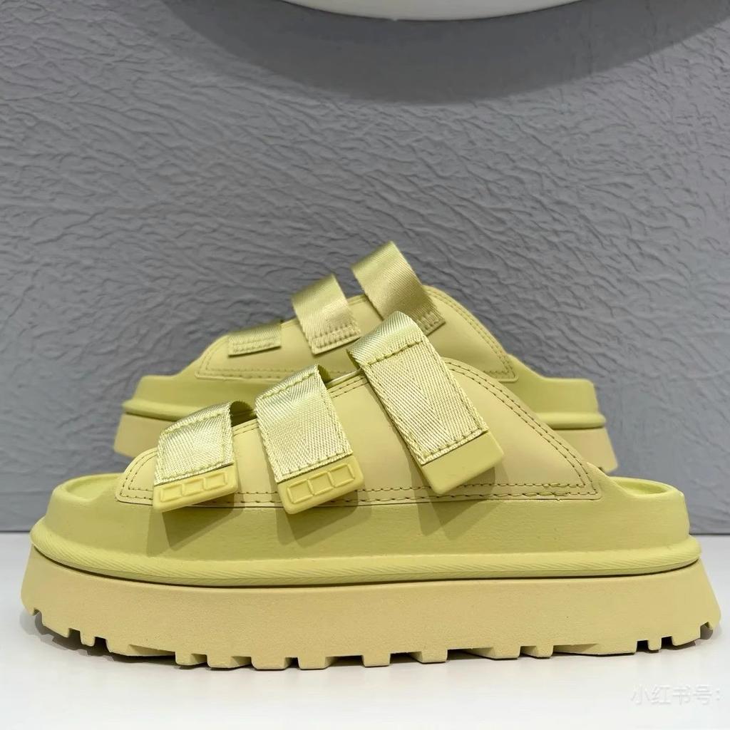 Candy color~ thick-soled beach cool slippers women's 2025 summer new fashion Velcro one-word heightening hole shoes
