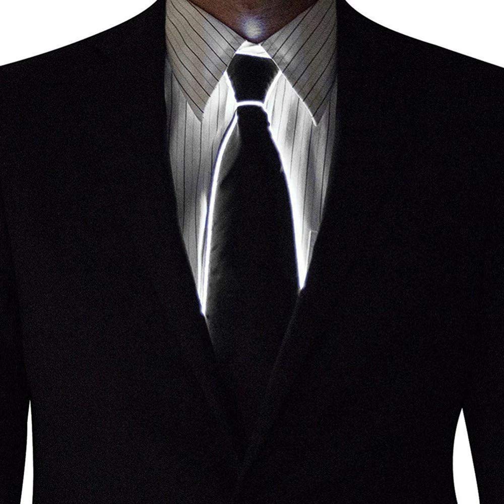 LED Light Up Tie, Glowing Tie, Light Up Tie, Luminous LED Tie, Adjustable Flashing LED Light Up Tie, Funny Light Up Tie for Men, Novelty Tie (White)