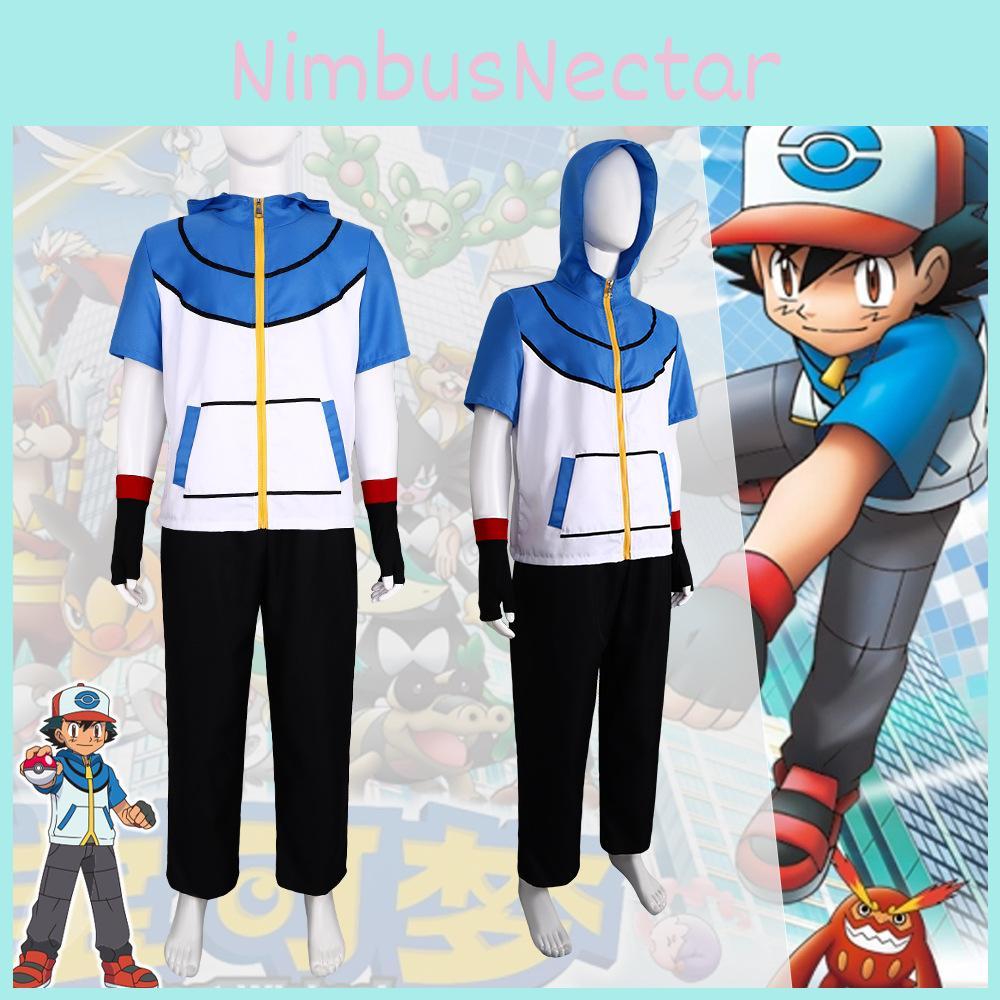 Ash Ketchum Animekarakter Cosplay Polyesterdrakt Halloweengave