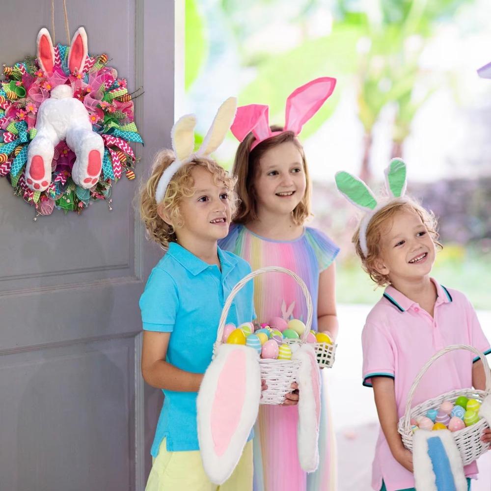 Easter Bunny Door Wreaths Pendant Decor Wall Garland  Indoor Outdoor Decor