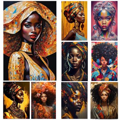 Abstract African Black Female Portrait 5DDIY Diamond Painting Art Cross Embroidery African Girl Painting Living Room Decoration