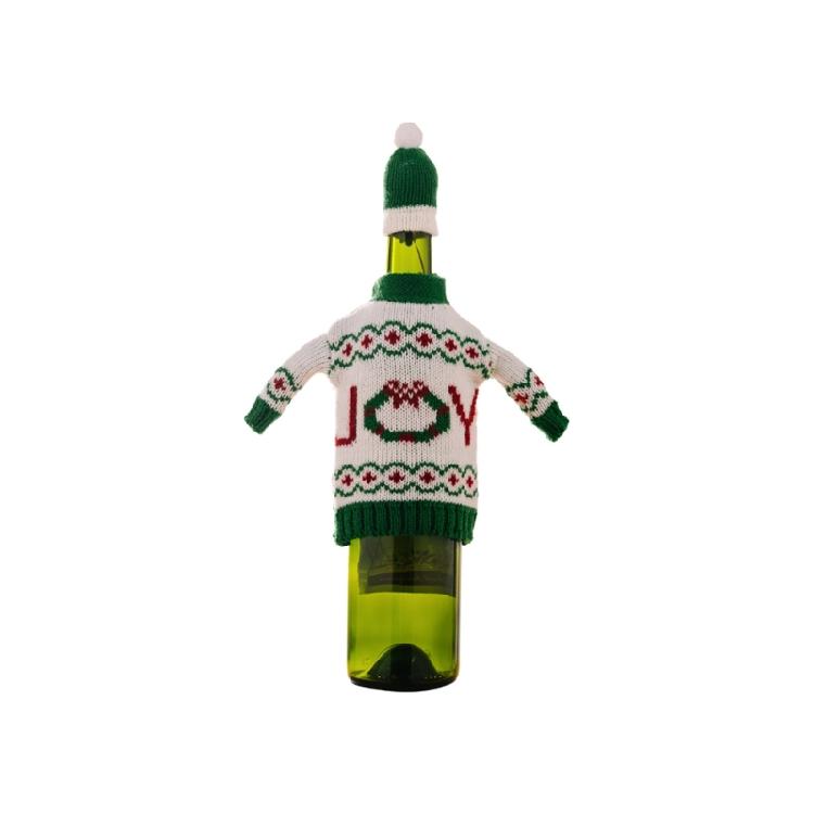 Handmade Christmas Themed Knitted Bottle Cover Festival Champagne Decoration Soft Protective Sleeve For Wine Gifts