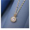Women Light Luxury Full Diamond Zircon Flower Fashion Clavicle Necklace