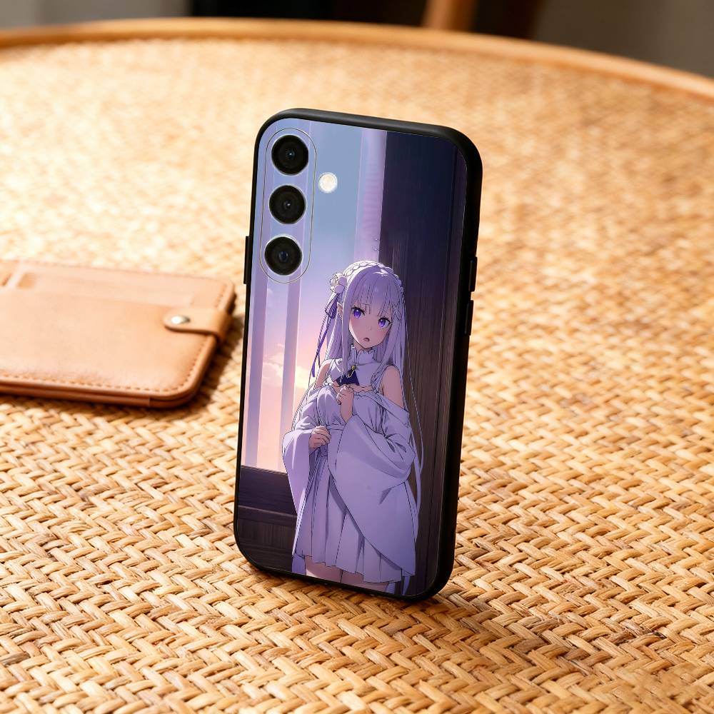 Re Zero Rem Emilia  Phone Case For Samsung  A73,A21s,A22,A31,A32,A52,A53,A71,A80,Soft Black Shell