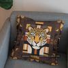 2D Leopard-Print Pillow Cover With Geometric Trim Pattern Cushion Cover Suitable For Sofa Bedroom Car Pillow Cover