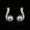 Black Imitation Pearl Stud Earring For Women Korean Fashion Rose Gold Color Jewelry Austrian Crystal Top Quality ZYE668