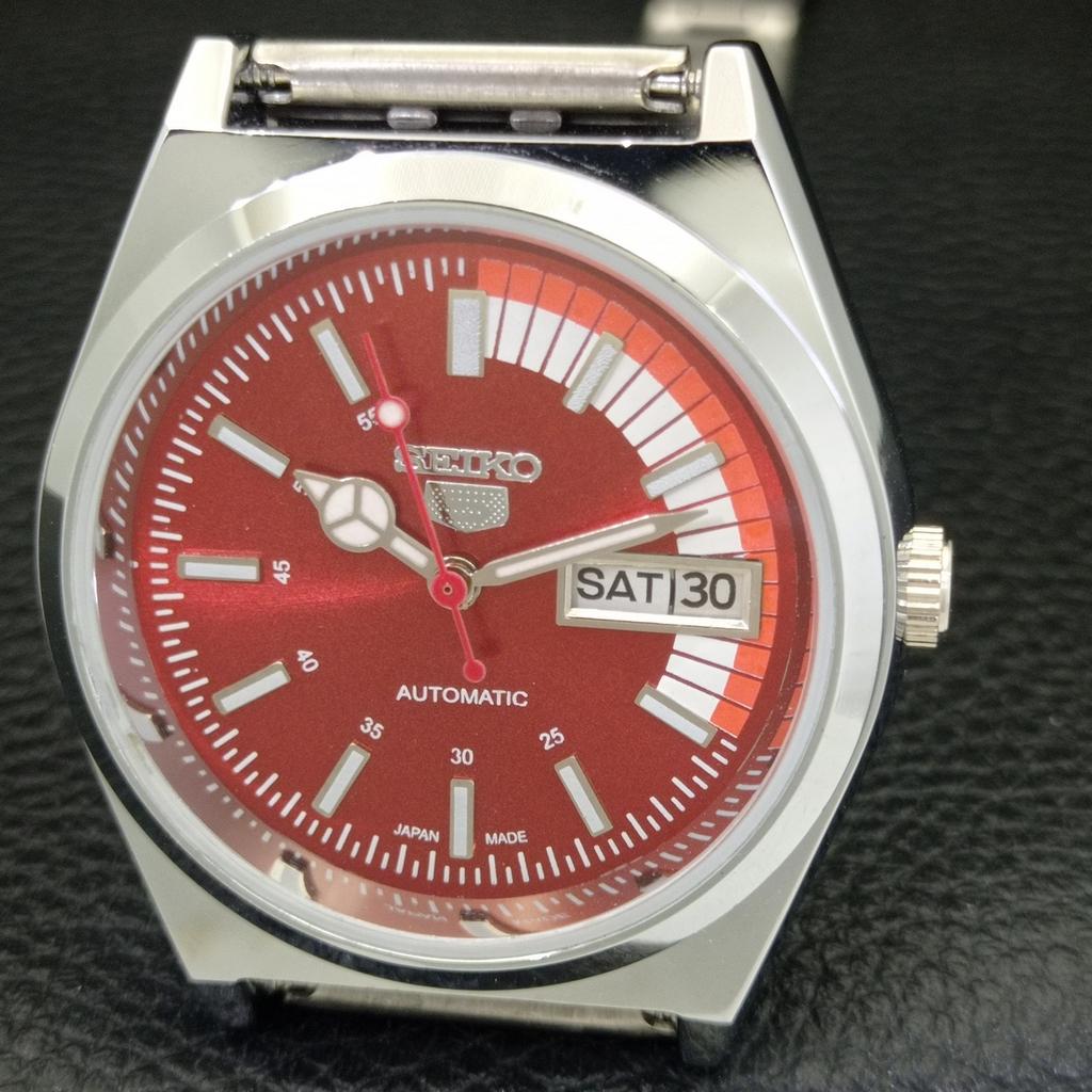 AUTOMATIC VINTAGE REFURBISHED SEIKO 5 6309A JAPAN MENS RED DIAL WATCH a440882-4