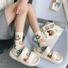 White Graffiti Socks For Women, Personality Fashion Mid-Leg Socks, Thin Cotton Socks, Trendy Cartoon College Style