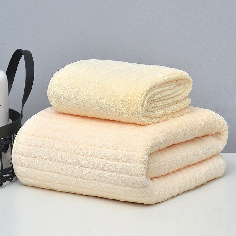 Ribbed Coral Fleece Towel - Soft, Absorbent, Lint-Free Bath/Face Towel for Couples