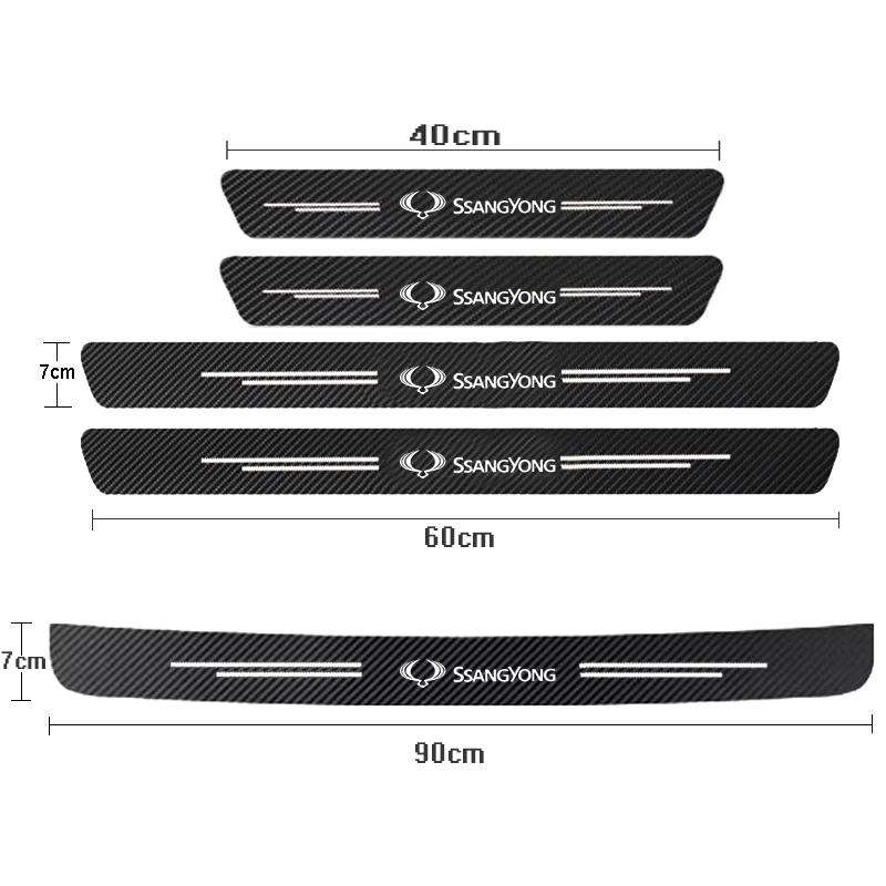 Autocollant Seuil de Porte Voiture Fibre de Carbone Seuil Latéral Anti-Rayures Imperméable Pour SsangYong Kyron Stavic Rexton Sports accessoires