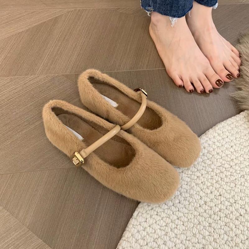 

Autumn and winter wind Mary Jane plush fairy warm inner height increase ballet single shoes women 2025 plush shoes 24 years new 40