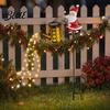 Illuminated Courtyard Decorations Solar Christmas Santa Yard Light Witch Skull Projection Garden Stake Lamp with Outdoor Lawn Ornaments for Halloween