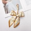 Silk Scarf Keychain with Horseshoe Buckle and Ribbon Bow for Bags and Cars