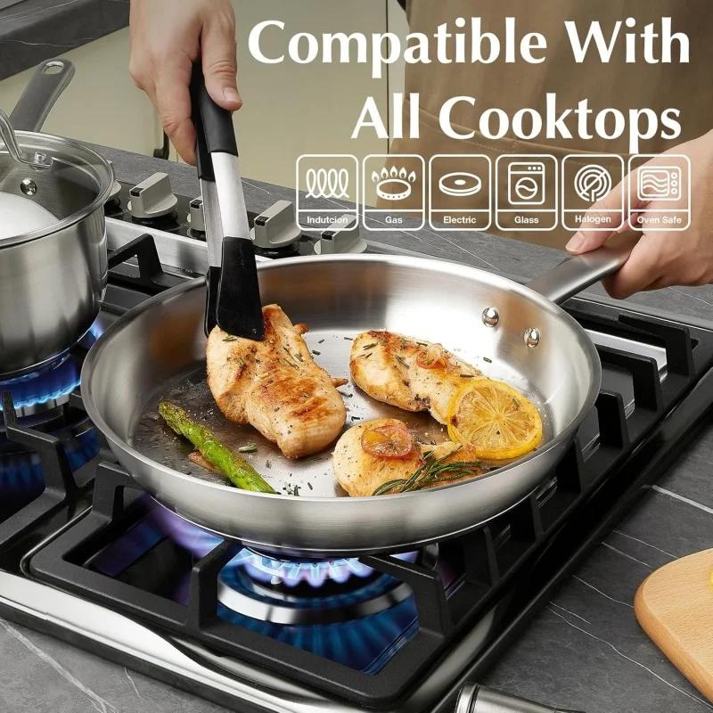 KOCH SYSTEME CS 8/10 Zoll Bratpfanne Edelstahl Steakpfanne mit 3-lagigem Boden Raucharm Kochtopf für Universalkochfelder