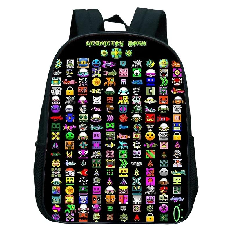 Zaino Kindergarten Geometry Dash Arrabbiato per Bambini e Bambine Zaino Anime Piccola Borsa da Libri Bambini Borse Scolastiche Cartoon Zaino per Bambini
