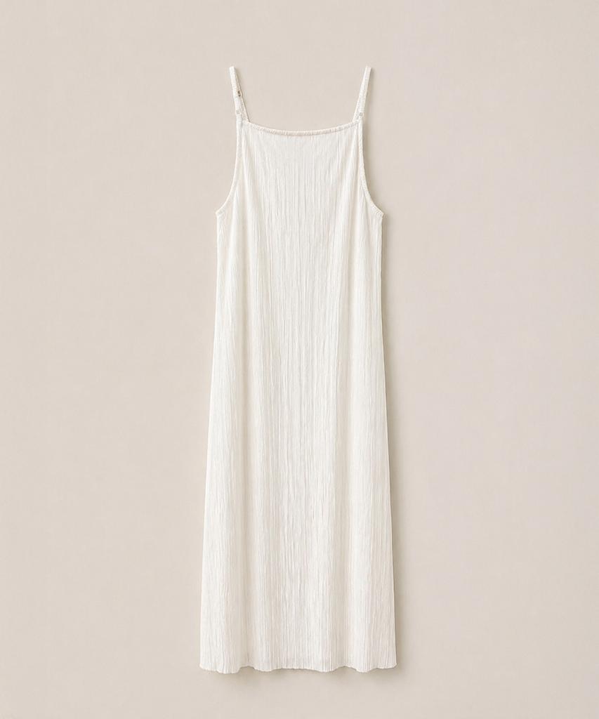 320SHOWROOM Pleated Slip Long Dress White