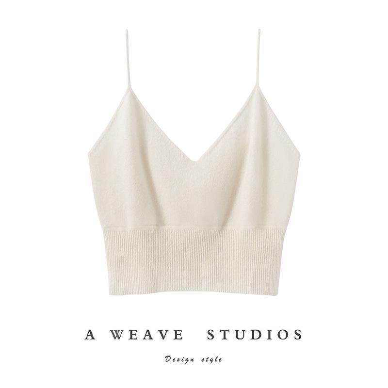 Women s Cashmere Knit V-Neck Vest - Elegant Sleeveless Sweater for Autumn/Winter Large