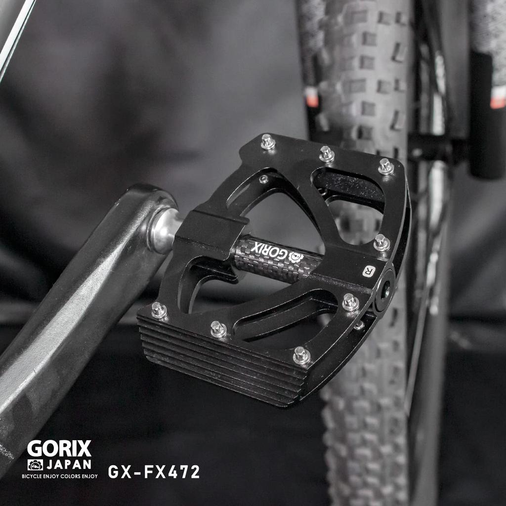 GORIX Bicycle Pedal Flat Pedal Aluminum Lightweight Carbon Fiber Center Tube Axis Cover Wide Thin Stylish Pin Road Bike Cross Bike Pedal Replacement