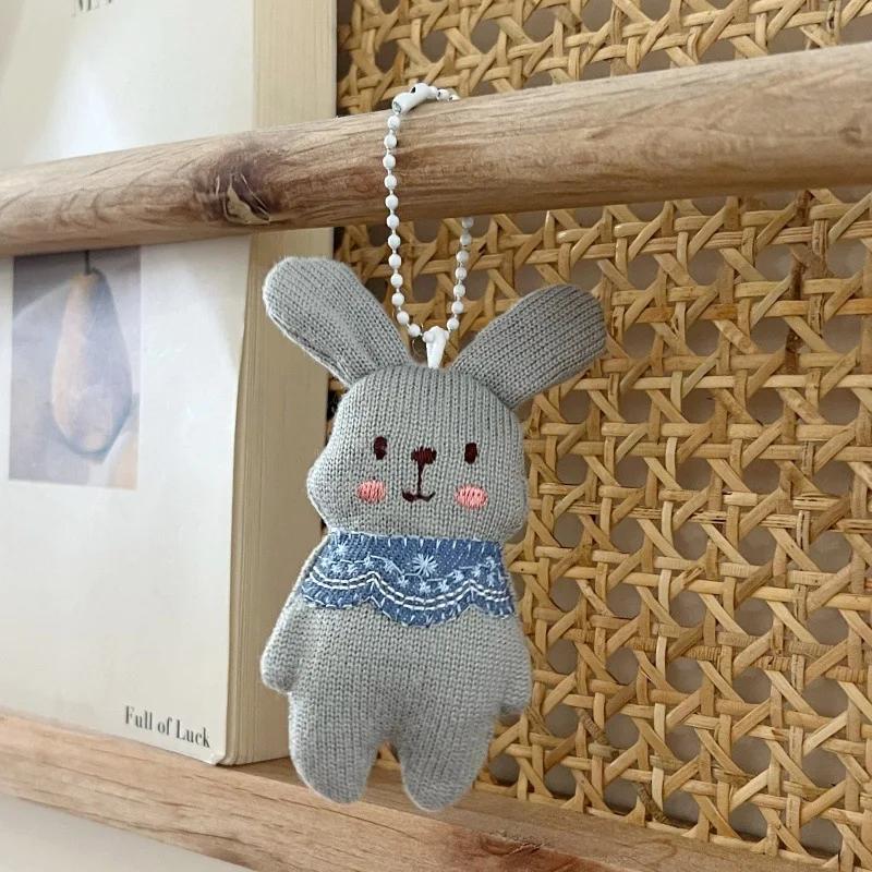 New Cute Headphone Rabbit Keychains Mini Bear Carrots Plush Keyring Cartoon Dog Bee Bag Pendant Charms Backpack