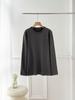 Women's Fleece-Lined Long-Sleeve Base Layer T-Shirt: Brushed, Thick, Plain, Loose Fit for Autumn/Winter 2025.