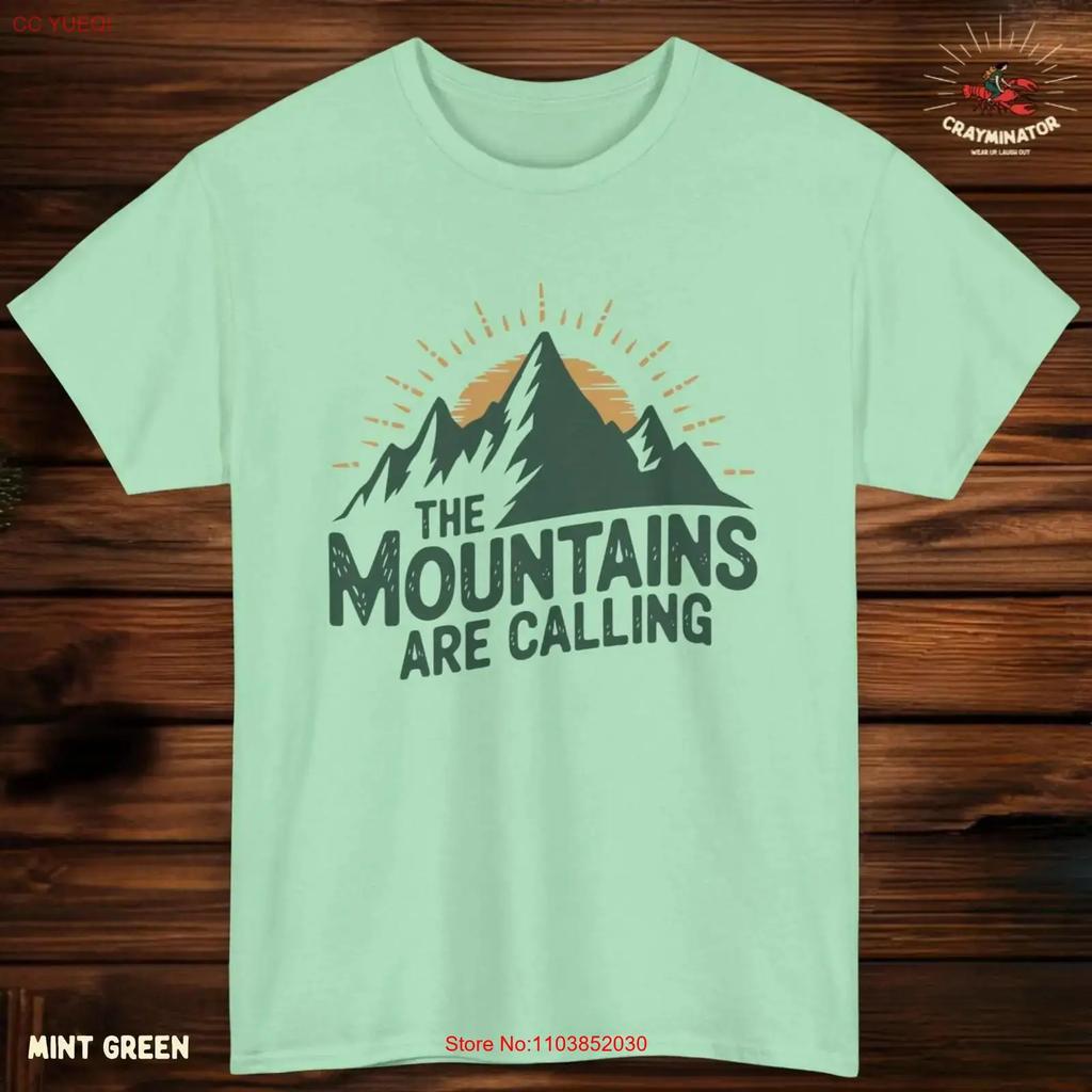 The Mountains Are Calling T Shirt Hiking Outdoor Adventure Nature Lover Camping Mountain Life Vintage Stretched Graphic