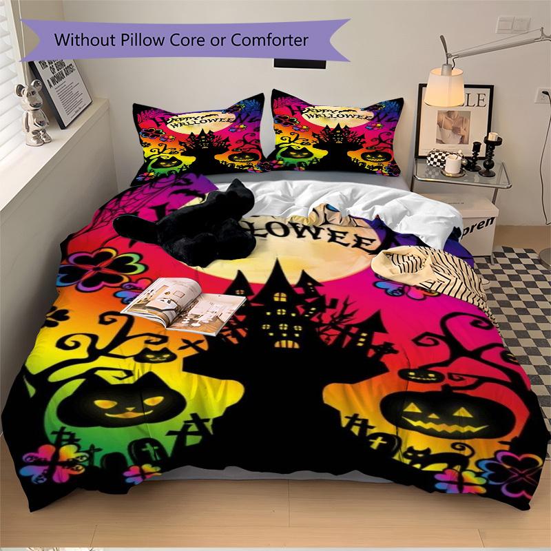 3pcs Halloween Decorations Duvet Cover Set -Includes 1 Duvet Cover and 2 Pillowcases, No Quilt Core, All-Season Home Decor yy251111100