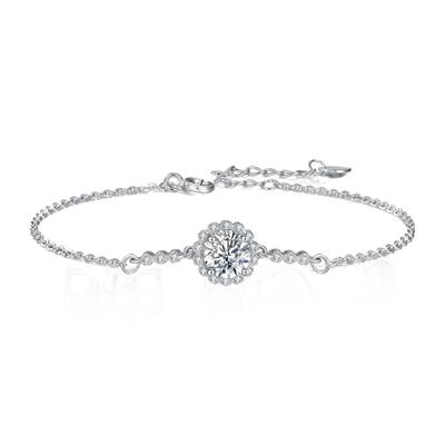 S925 srebrna bransoletka Moissanite dla par w stylu koreańskim prosta bransoletka Moissanite biżuteria ręczna
