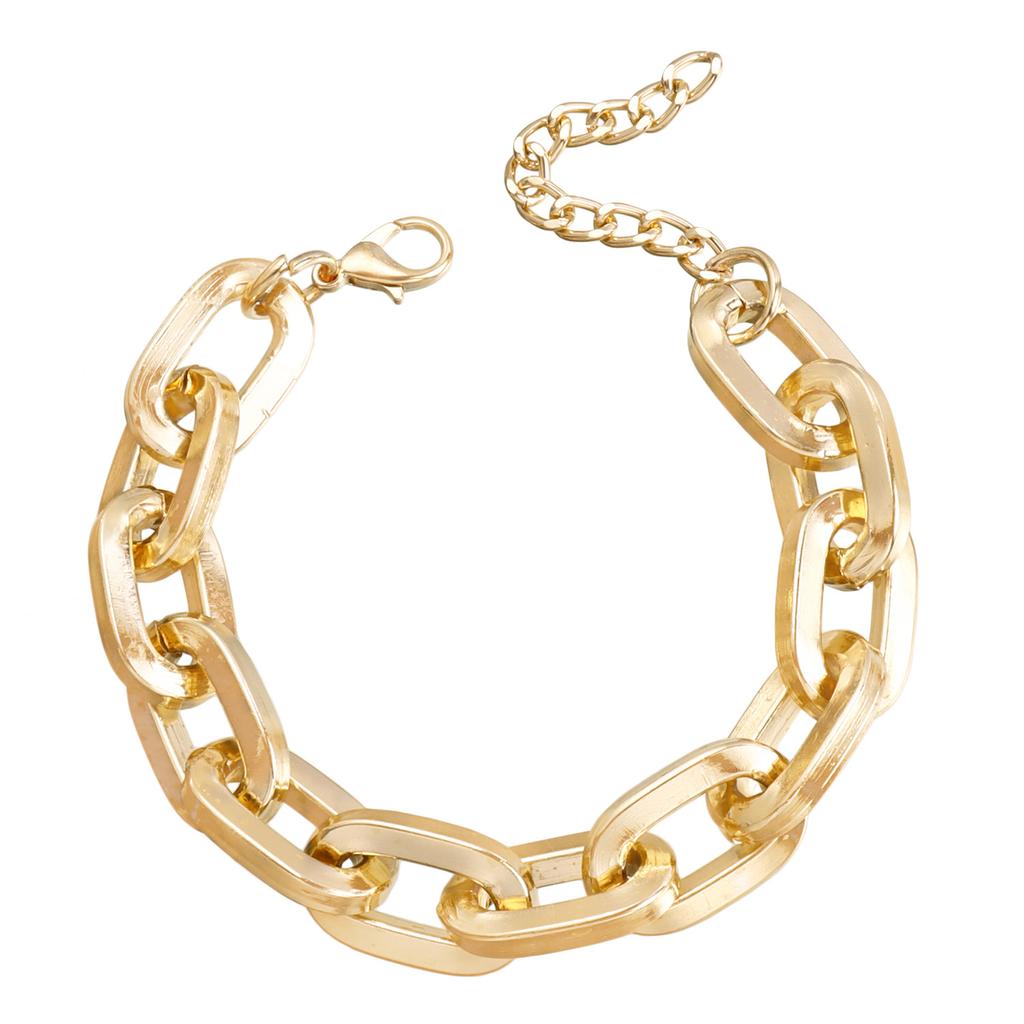 Foreign trade jewelry, punk hip-hop style collarbone neck chain necklace, simple and versatile thick aluminum chain metal necklace.