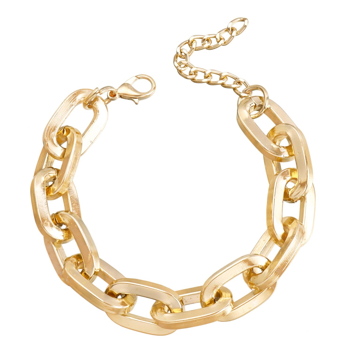 

Foreign trade jewelry, punk hip-hop style collarbone neck chain necklace, simple and versatile thick aluminum chain metal necklace.
