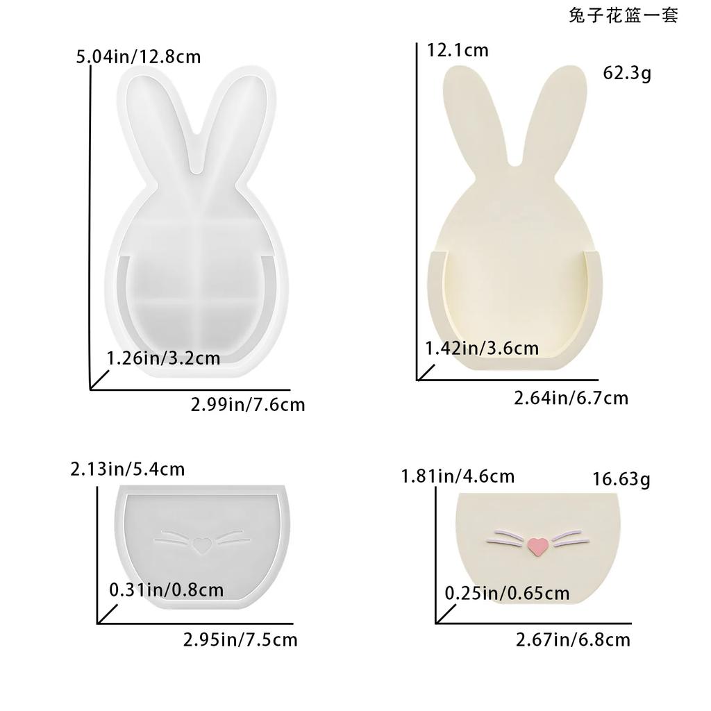 Latest Models Bunny Flower Basket Resin Mold DIY Rabbit Flower Pot Silicone Mold Gift Hydroponics Vase Making Plaster Molds