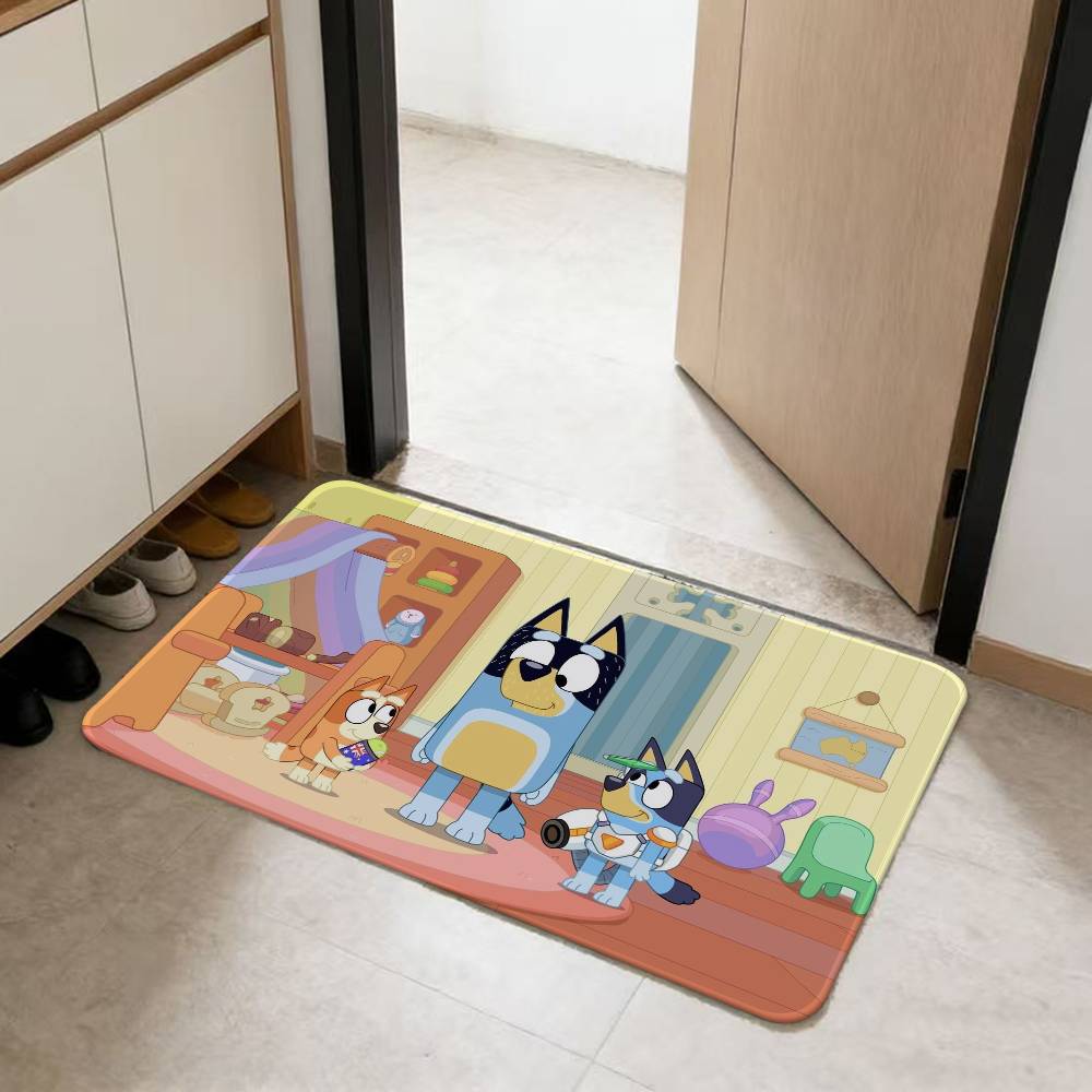 Anime B-BlueyS Cute Bathroom Mat Kids Room Bedroom Decoration Balcony Anti-Slip Doormat Living Room Welcome Rug