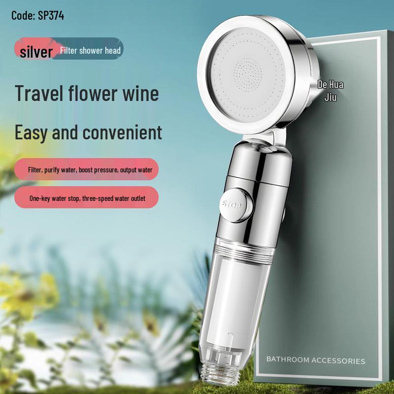 Portable Handheld Shower Head with Filter for Travel and Hotel Use